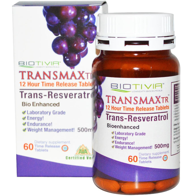 Biotivia Transmax TR Trans-Resveratrol 500 mg 60 Time Release Tablets