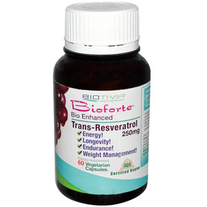 Biotivia Trans-Resveratrol 250 mg 60 Veggie Capsules