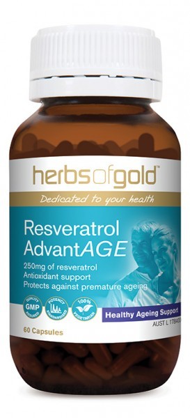 Herbs of Gold Resveratrol AdvantAGE 60 VCaps - Health Supplement