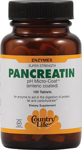 Country Life Pancreatin Gluten Free 100 Tablets - Dietary supplement