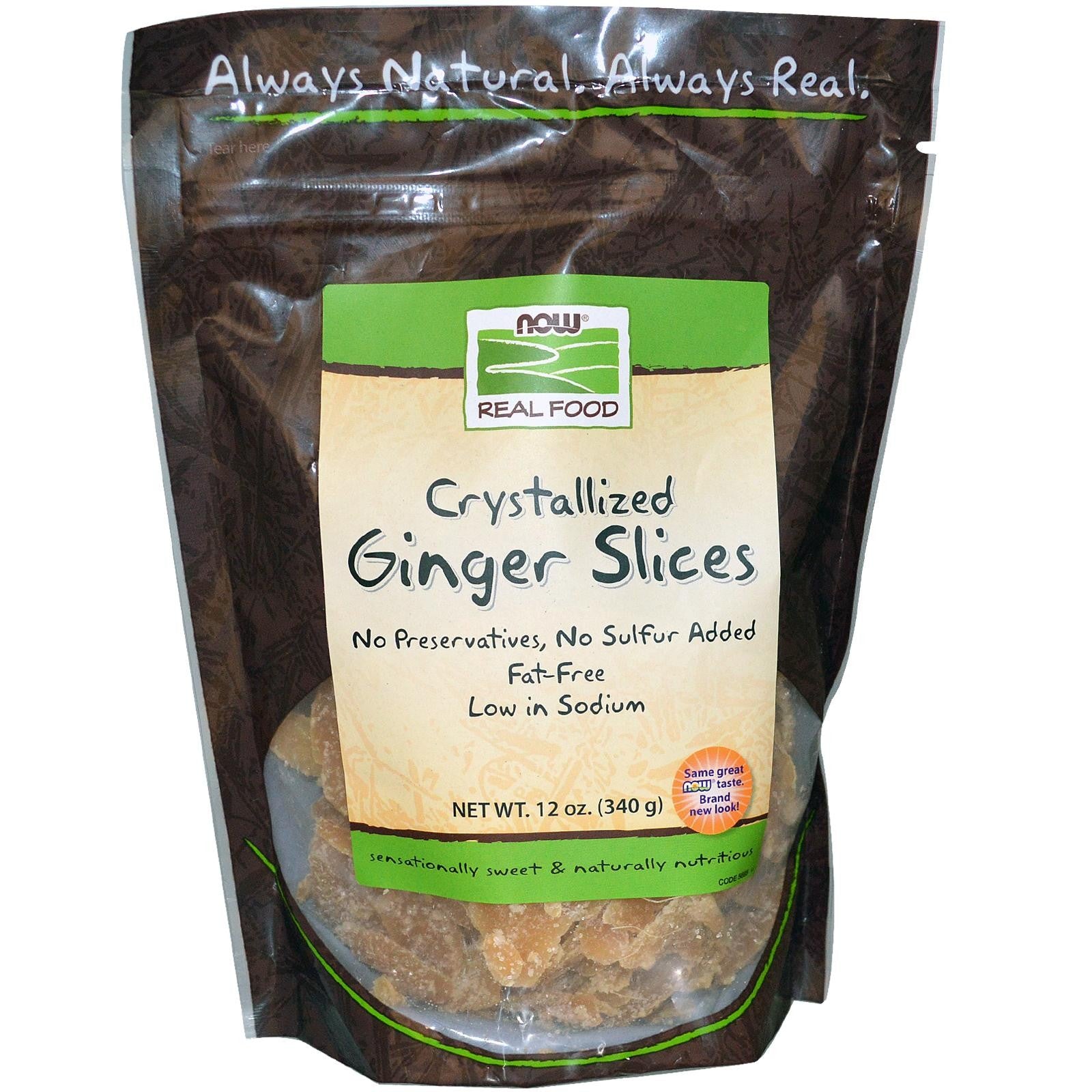 Now Foods Real Food Ginger Slices Crystallised 340 g 12 oz