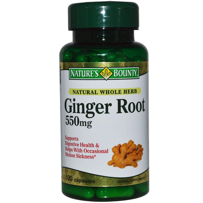 Nature's Bounty Ginger Root 550 mg 100 Capsules - Herbal Supplement