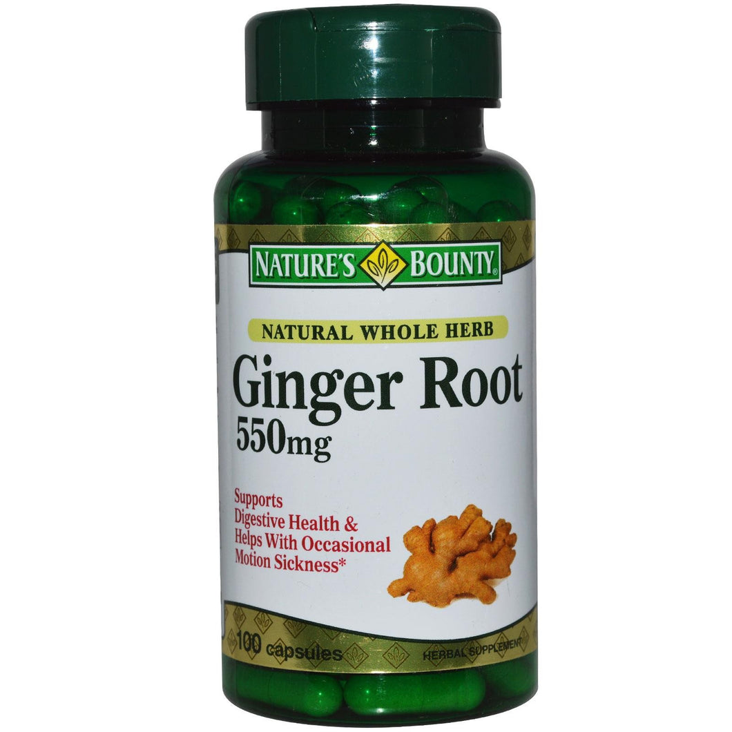 Nature's Bounty Ginger Root 550 mg 100 Capsules - Herbal Supplement