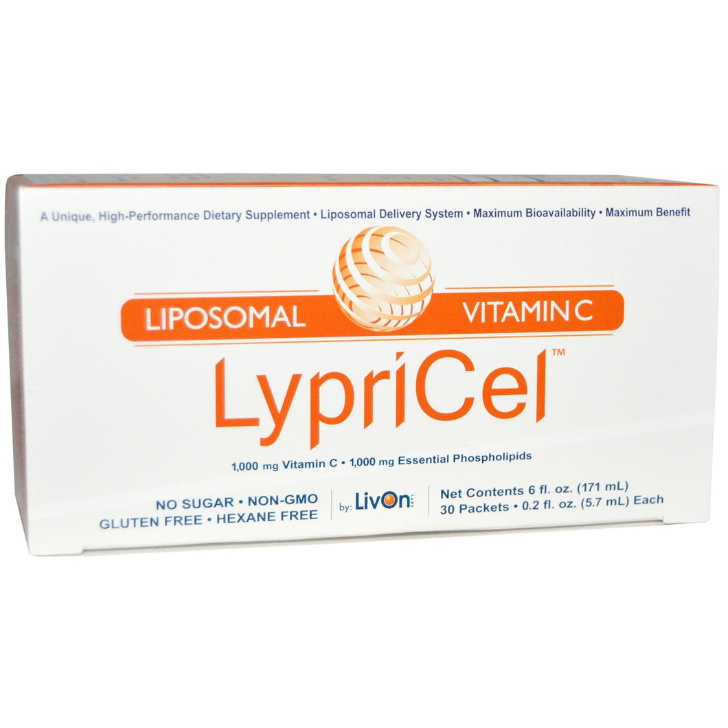 LivOn Laboratories Lypricel Liposomal (Lypo-Spheric) Vitamin C 30 Packets 5.7 ml 0.2 fl oz Each