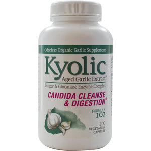 Wakunaga-Kyolic Formula 102 Aged Garlic Extract Candida Cleanse & Digestion 200 Veggie Capsules