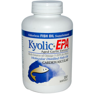 Wakunaga-Kyolic EPA Aged Garlic Extract Molecular Distilled Fish Oil 180 Softgels
