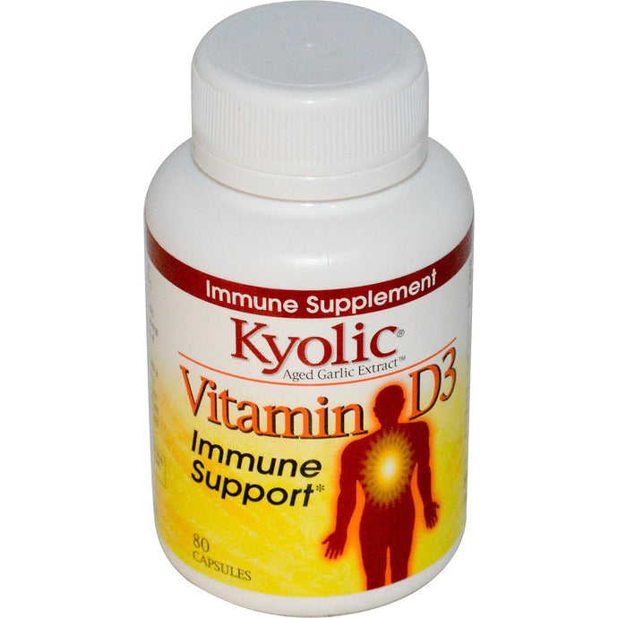 Wakunaga-Kyolic Aged Garlic Extract Vitamin D3 80 Capsules