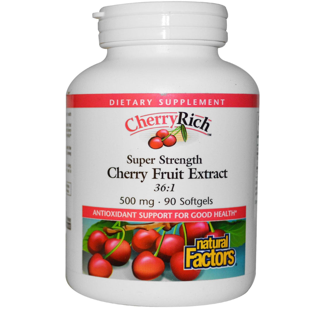 Natural Factors CherryRich Super Strength Cherry Fruit Extract 500 mg 90 Softgels