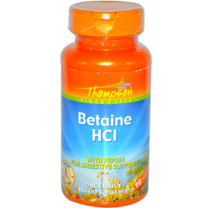 Thompson Betaine HCL 90 Tablets - Dietary Supplement