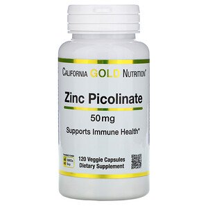 California Gold Nutrition Zinc Picolinate 50mg 120 Veggie Capsules