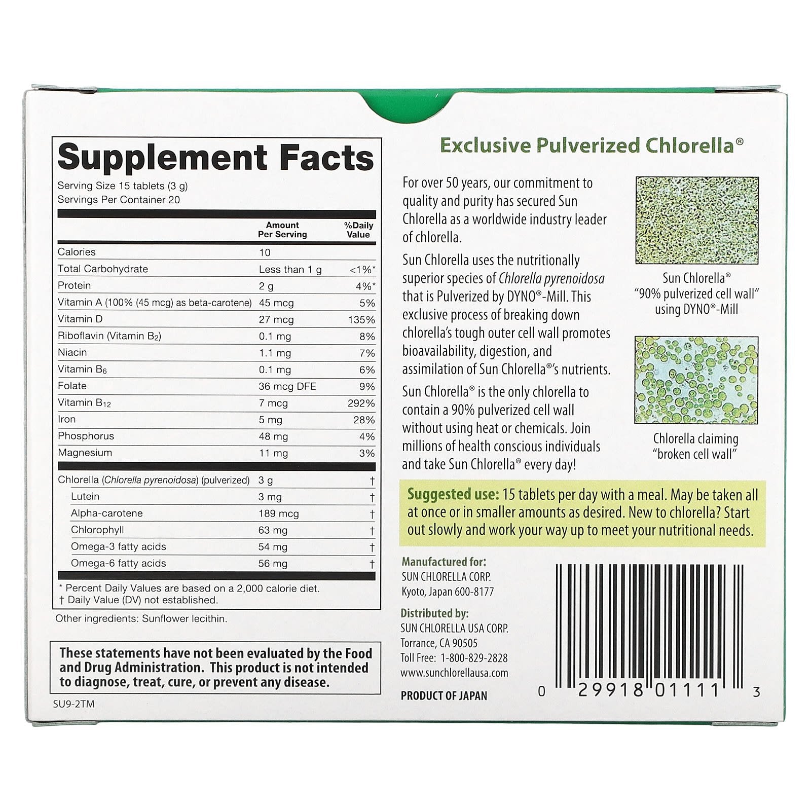 Sun A Chlorella 200Mg 300 Tablets