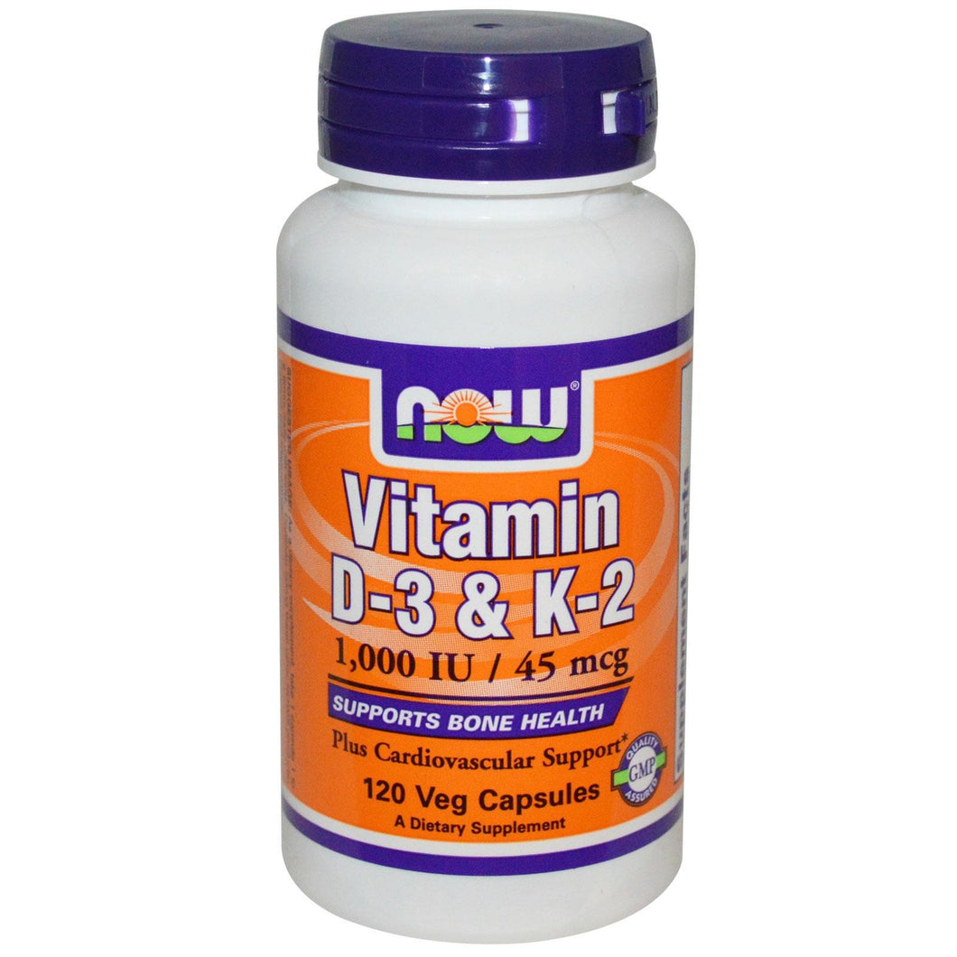 Now Foods Vitamin D3 & K2 1000IU/45mcg 120 Capsules
