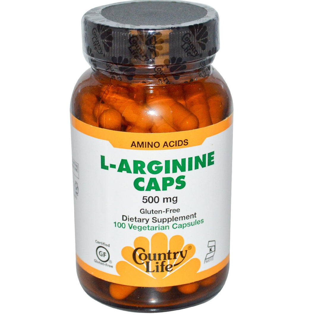 Country Life Gluten Free L-Arginine Caps 500 mg 100 Veggie Capsules
