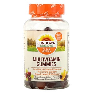Sundown Naturals Multivitamin Gummies Grape Orange & Cherry Flavored 120 Gummies
