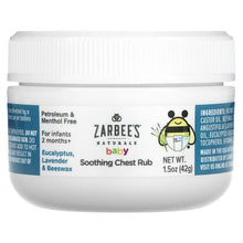 Load image into Gallery viewer, Zarbee&#39;s, Baby, Soothing Chest Rub with Eucalyptus, Lavender &amp; Beeswax, 1.5 oz (42 g)