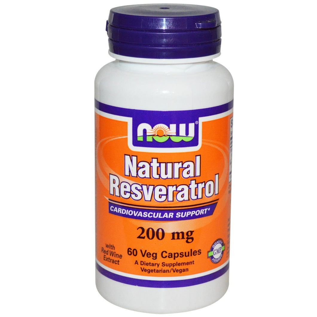 Now Foods Natural Resveratrol 200 mg 60 Veggie Capsules
