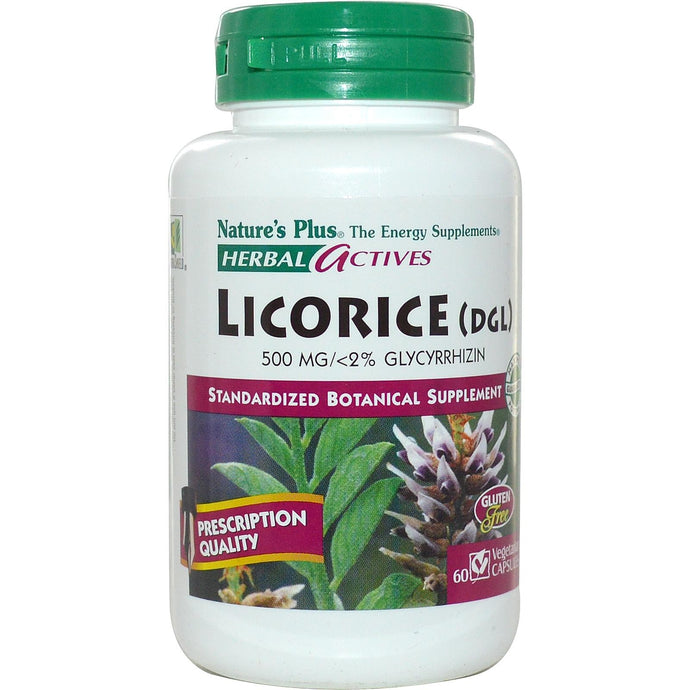 Nature's Plus Herbals Actives Licorice (DGL) 500mg 60 Veggie Capsules
