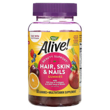 Load image into Gallery viewer, Nature&#39;s Way, Alive! Hair, Skin &amp; Nails with Collagen &amp; Biotin, Strawberry, 60 Gummies
