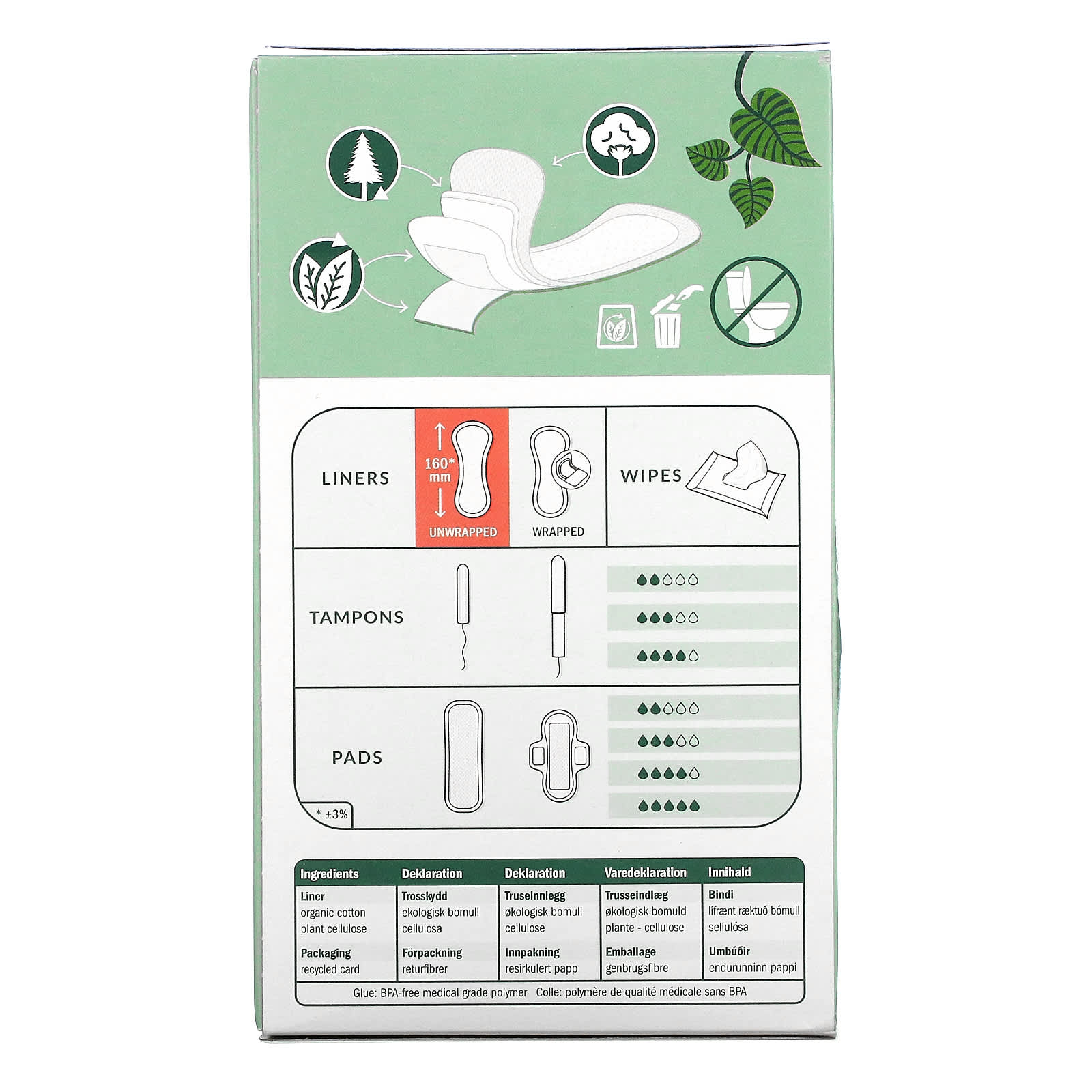 Natracare, Panty Liners, Organic Cotton Cover, Curved, 30 Liners