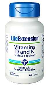 Life Extension Vitamin D & K with Sea Iodine 60 Capsules