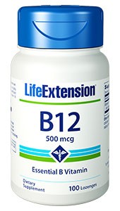 Life Extension, B-12, 500 mcg, 100 Lozenges
