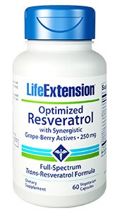 Life Extension, Optimised Resveratrol, With Synergistic Grape-Berry Actives, 250 mg, 60 Veggie Capsules
