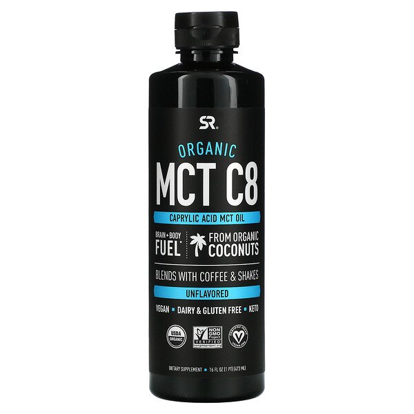 Sports Research Organic MCT C8 Oil Unflavored 16 fl oz (473ml)
