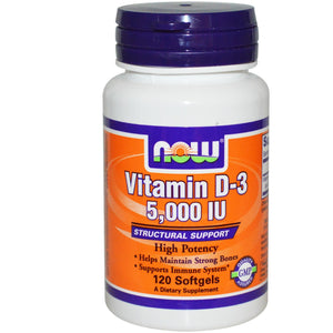 Now Foods, Vitamin D-3, 5000 IU, 120 Softgels
