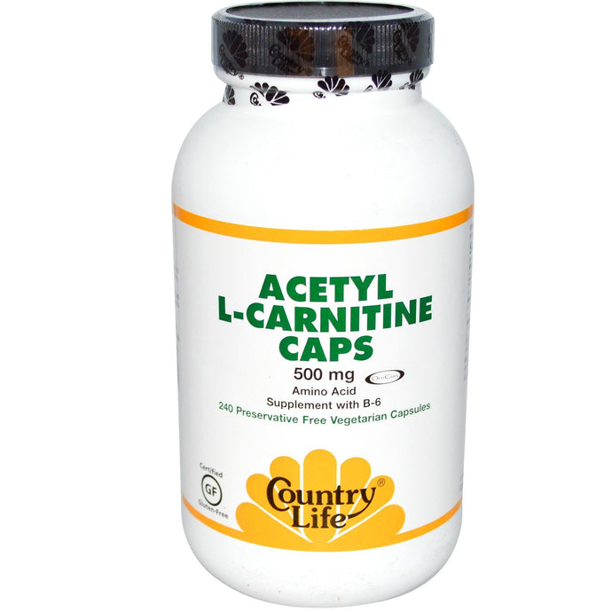 Country Life, Gluten Free, Acetyl L-Carnitine Caps, 500 mg, 120 Veggie Capsules