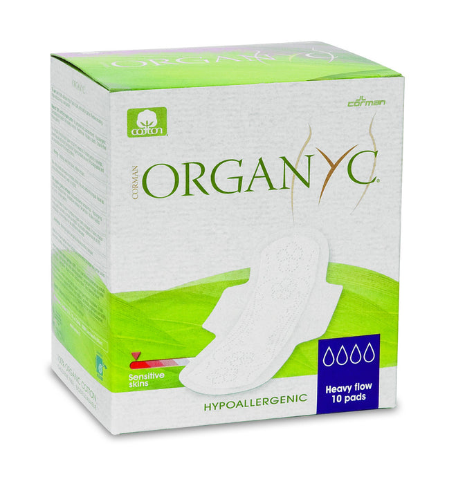 Corman, Organyc Cotton Pads, Heavy Flow, Thin, 10 Pack