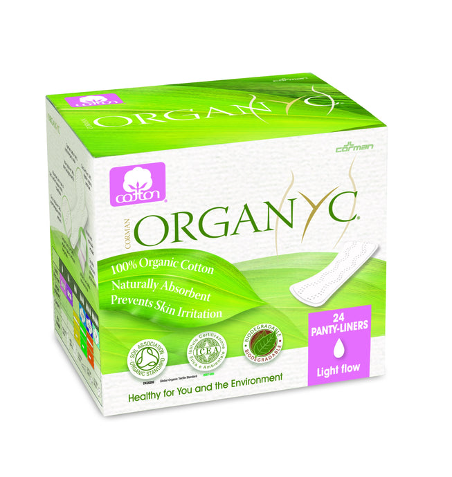 Corman, Organyc, Panty Liners, 100% Organic Cotton, Light Flow, Thin, 24 Pack