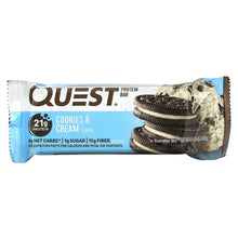 Load image into Gallery viewer, Quest Nutrition Protein Bar Cookies &amp; Cream 12 Bars 60g Each