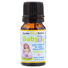 Load image into Gallery viewer, California Gold Nutrition Baby Vitamin D3 Drops 10mcg (400 IU) .34 fl oz (10ml)