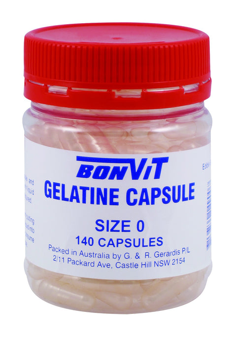 Bonvit Gelatin Capsules Size 0 140 Capsules Empty - Supplement