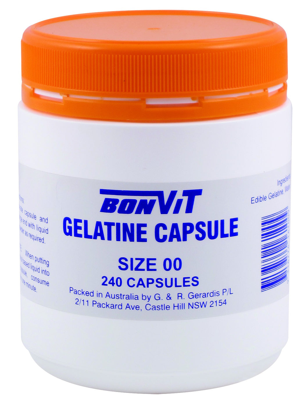 Bonvit Gelatin Capsules Size 00 240 Capsules - Natural Supplement