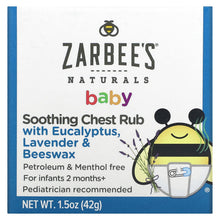 Load image into Gallery viewer, Zarbee&#39;s, Baby, Soothing Chest Rub with Eucalyptus, Lavender &amp; Beeswax, 1.5 oz (42 g)