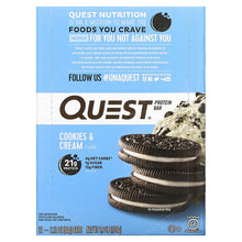 Load image into Gallery viewer, Quest Nutrition Protein Bar Cookies &amp; Cream 12 Bars 60g Each