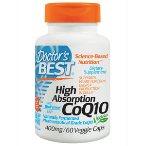Doctor's Best, High Absorption CoQ10, with BioPerine, 400 mg, 60 Veggie Capsules