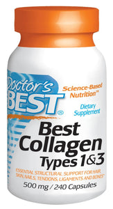 Doctor's Best, Best Collagen, Types 1 & 3, 500 mg, 240 Capsules