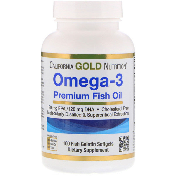 California Gold Nutrition Omega-3 Premium Fish Oil 100 Fish Gelatin Softgels