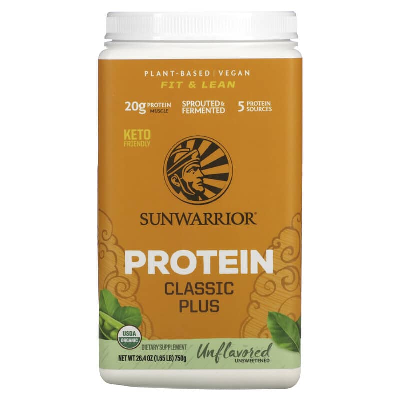 Sunwarrior, Protein Classic Plus, Plant Based, Unflavored, 1.65 lb (750 g)