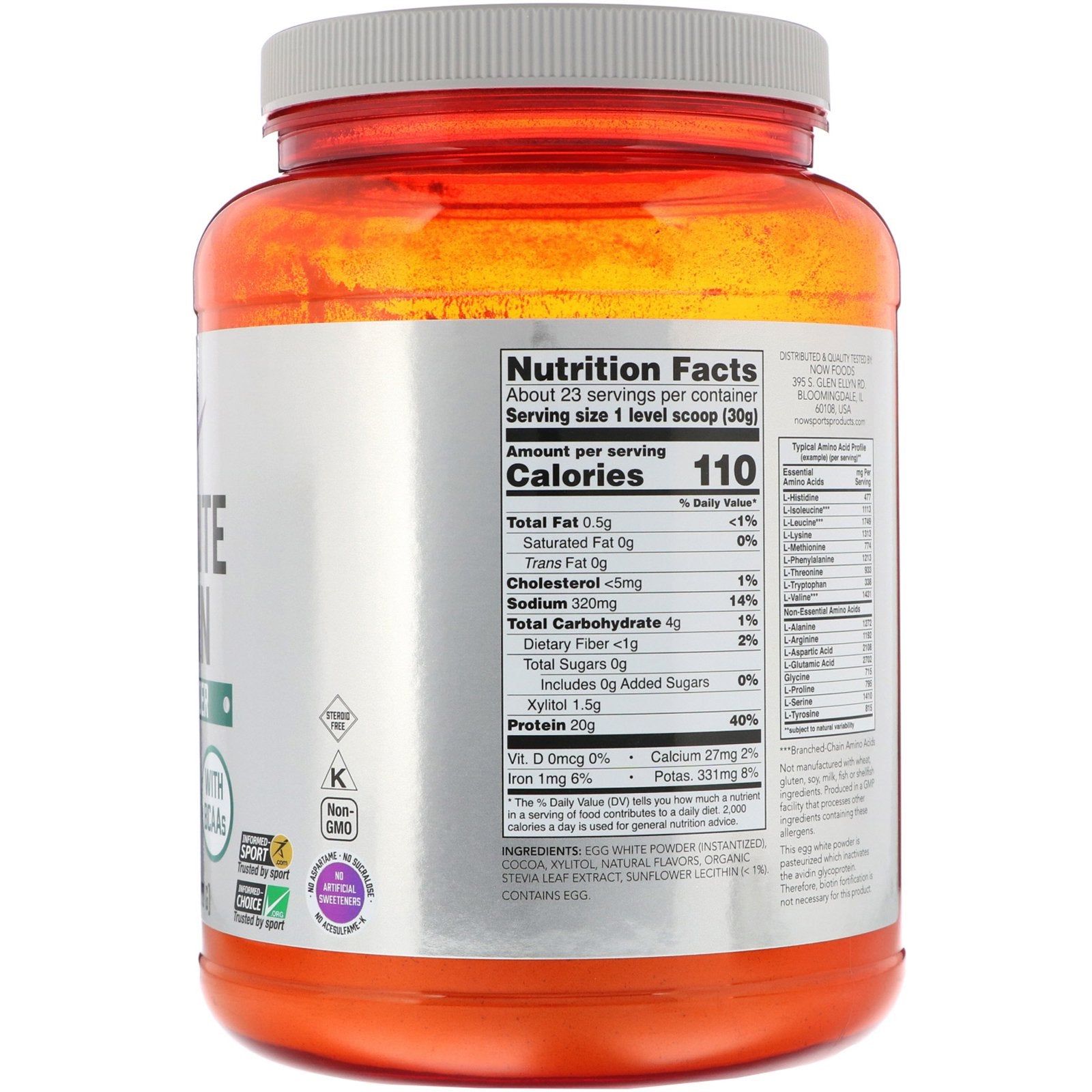 Now Foods Eggwhite Protein Creamy Chocolate 1.5 lbs (680g)