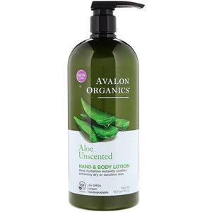Avalon Organics Hand & Body Lotion Aloe Unscented 32 oz (907g)