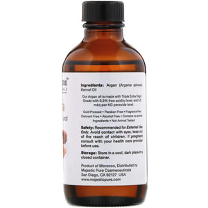 Majestic Pure 100% Pure & Natural Moroccan Argan Oil 4 fl oz (118ml)