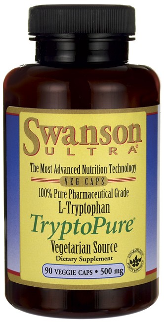 Swanson Ultra, L-Tryptophan, Tryptopure, 100 % Pure Pharmaceutical Grade, 500 mg, 90 Veggie Capsules