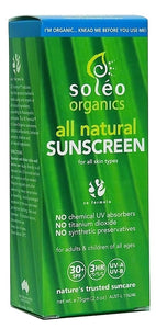 Soleo Organics All Natural Sunscreen SPF 30 + 150 g