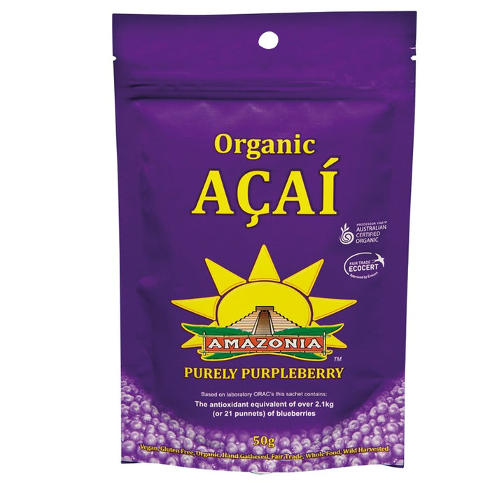 Amazonia, Acai Powder, Organic, 50 g - Supplement