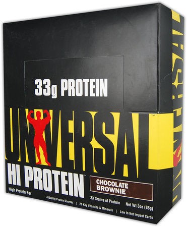 Universal Nutrition Hi Protein Bar Chocolate Brownie 16 Bars 85 g Each
