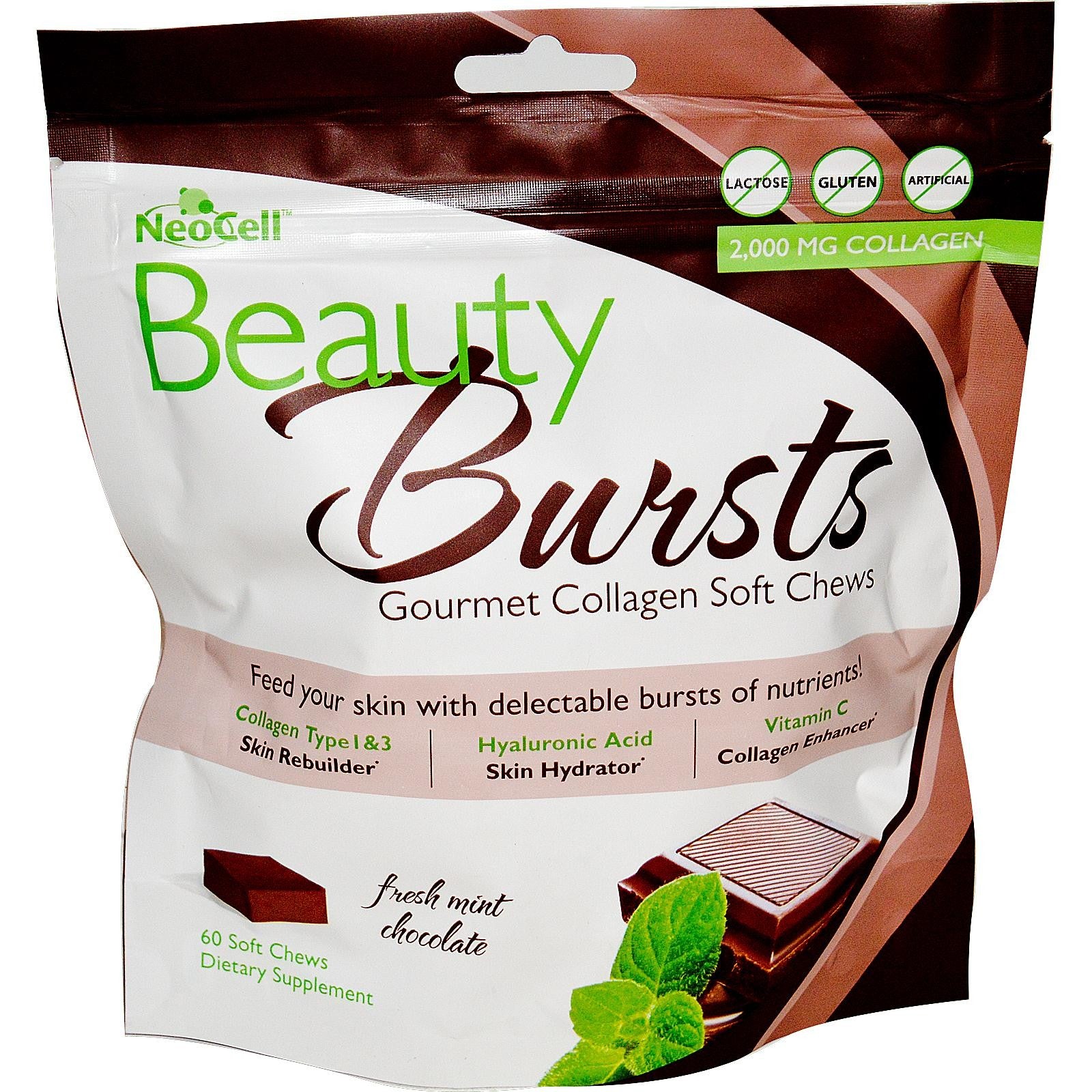 Neocell, Beauty Burst, Gourmet Collagen Softchews, Fresh Mint Chocolate, 60 Soft chews
