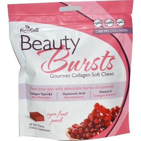 Neocell, Beauty Bursts, Gourmet Collagen Soft Chews, Super Fruit Punch, 60 Soft Gels